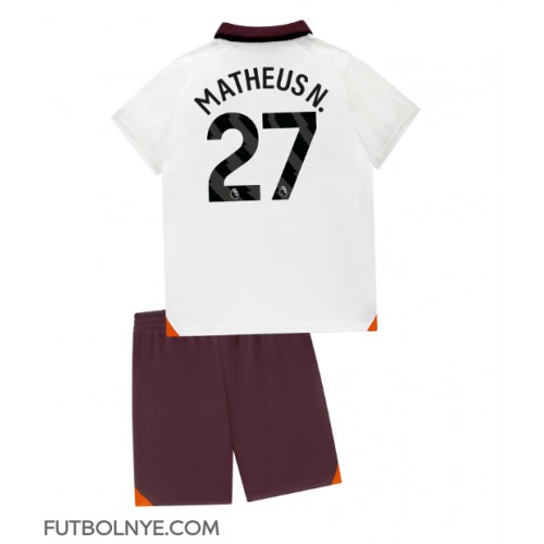Camiseta Manchester City Matheus Nunes #27 Visitante Equipación para niños 2023-24 manga corta (+ pantalones cortos)